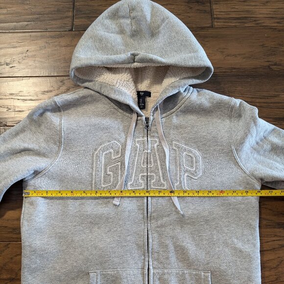 GAP Logo sherpa lined full zip hoodie grey size small - Picture 15 of 16